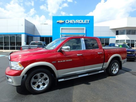 Inferno Red Crystal Pearl Dodge Ram 1500 Laramie Crew Cab 4x4.  Click to enlarge.