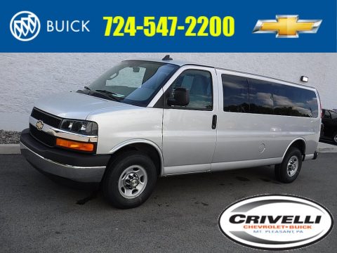 Silver Ice Metallic Chevrolet Express 3500 Passenger LT.  Click to enlarge.