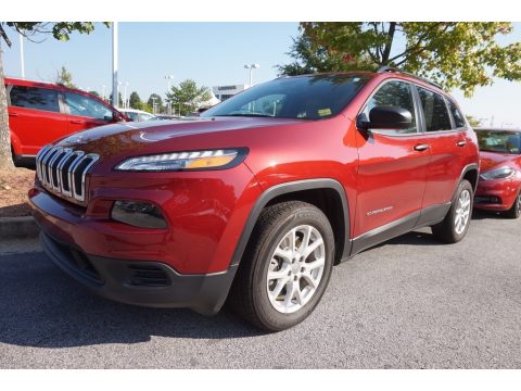 Deep Cherry Red Crystal Pearl Jeep Cherokee Sport.  Click to enlarge.