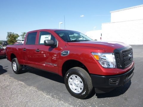 Cayenne Red Nissan TITAN XD S Crew Cab 4x4.  Click to enlarge.
