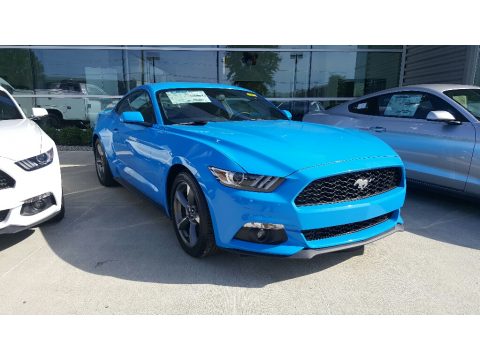 Grabber Blue Ford Mustang EcoBoost Premium Coupe.  Click to enlarge.