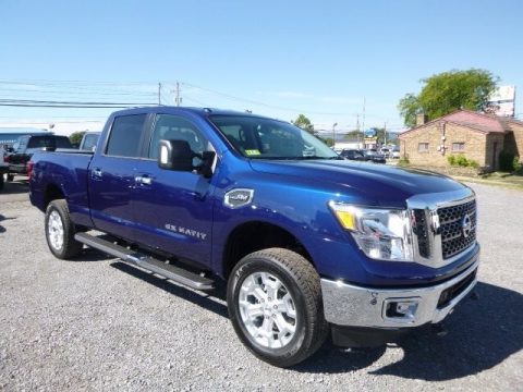 Deep Blue Pearl Nissan TITAN XD SV Crew Cab 4x4.  Click to enlarge.