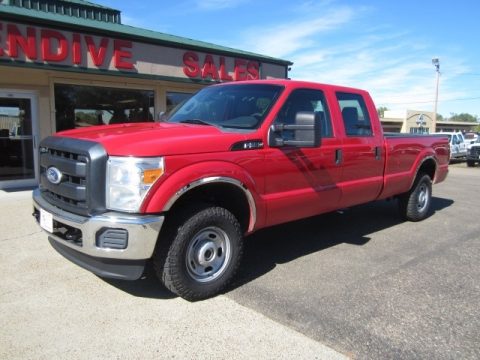 Vermillion Red Ford F250 Super Duty XL Crew Cab 4x4.  Click to enlarge.