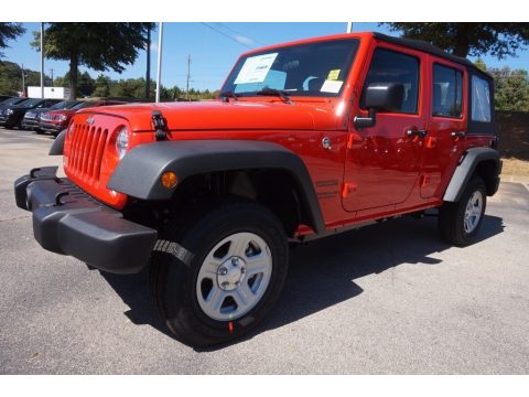 Firecracker Red Jeep Wrangler Unlimited Sport 4x4.  Click to enlarge.