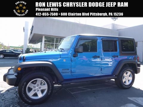 Hydro Blue Pearl Jeep Wrangler Unlimited Sport 4x4.  Click to enlarge.