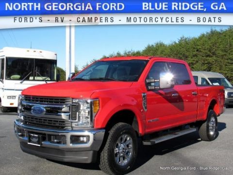 Race Red Ford F250 Super Duty XLT Crew Cab 4x4.  Click to enlarge.