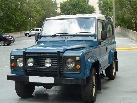 Blue Land Rover Defender 90 Hardtop.  Click to enlarge.