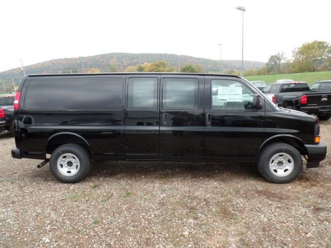Black Chevrolet Express 2500 Cargo Extended WT.  Click to enlarge.