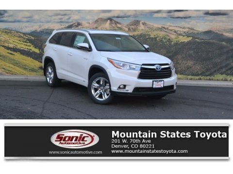Blizzard Pearl Toyota Highlander Hybrid Limited AWD.  Click to enlarge.