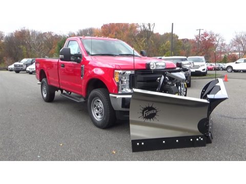 Race Red Ford F350 Super Duty XL Regular Cab 4x4 Plow Truck.  Click to enlarge.