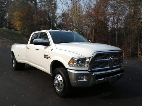 Bright White Ram 3500 Laramie Crew Cab 4x4 Dual Rear Wheel.  Click to enlarge.
