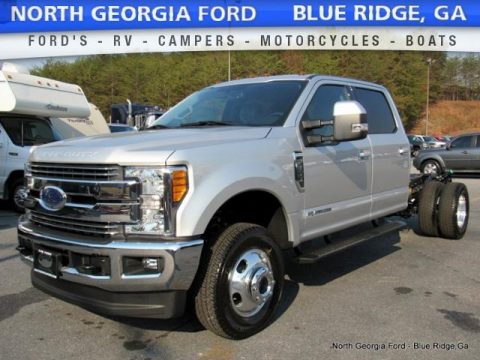 Ingot Silver Ford F350 Super Duty Lariat Crew Cab 4x4 Chassis.  Click to enlarge.