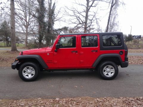 Firecracker Red Jeep Wrangler Unlimited Sport 4x4.  Click to enlarge.