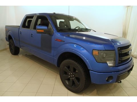 Blue Flame Metallic Ford F150 FX4 SuperCrew 4x4.  Click to enlarge.