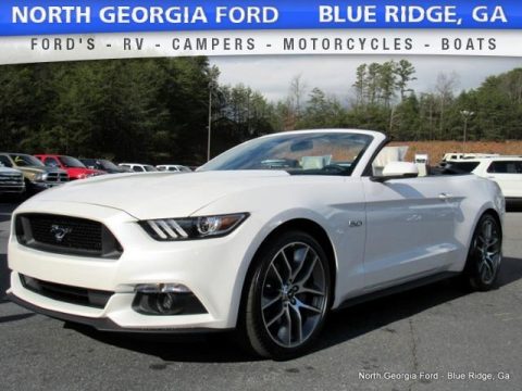 White Platinum Ford Mustang GT Premium Convertible.  Click to enlarge.