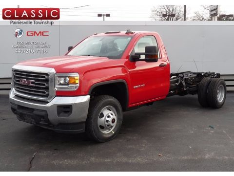 Cardinal Red GMC Sierra 3500HD Regular Cab Chassis.  Click to enlarge.
