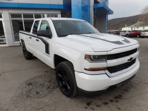 Summit White Chevrolet Silverado 1500 Custom Double Cab 4x4.  Click to enlarge.