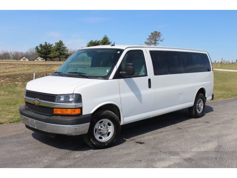 Summit White Chevrolet Express 3500 Passenger Extended LT.  Click to enlarge.