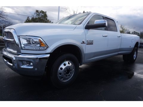 Bright White Ram 3500 Laramie Crew Cab Dual Rear Wheel.  Click to enlarge.