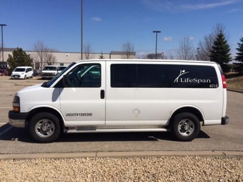 Summit White Chevrolet Express LT 3500 Extended Passenger Van.  Click to enlarge.