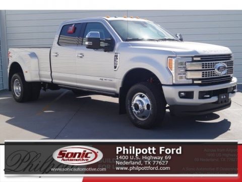 Ingot Silver Ford F350 Super Duty Platinum Crew Cab 4x4.  Click to enlarge.