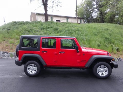 Firecracker Red Jeep Wrangler Unlimited Sport 4x4 RHD.  Click to enlarge.
