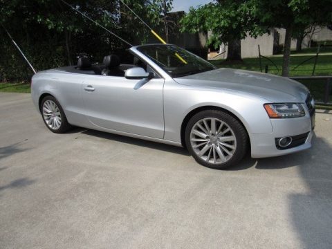 Ice Silver Metallic Audi A5 2.0T quattro Convertible.  Click to enlarge.