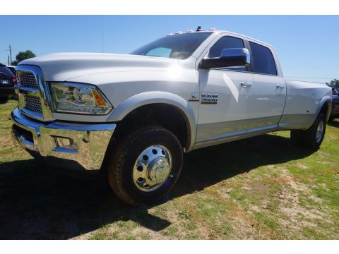 Bright White Ram 3500 Laramie Crew Cab 4x4 Dual Rear Wheel.  Click to enlarge.