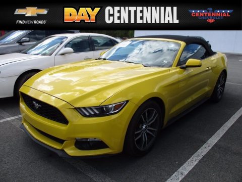 Triple Yellow Tricoat Ford Mustang EcoBoost Premium Convertible.  Click to enlarge.