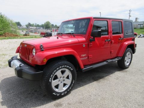 Flame Red Jeep Wrangler Unlimited Sahara 4x4.  Click to enlarge.