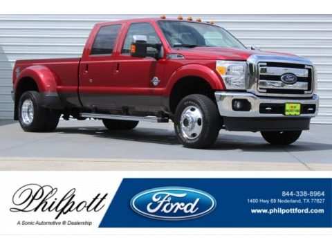 Ruby Red Metallic Ford F350 Super Duty Lariat Crew Cab 4x4 DRW.  Click to enlarge.
