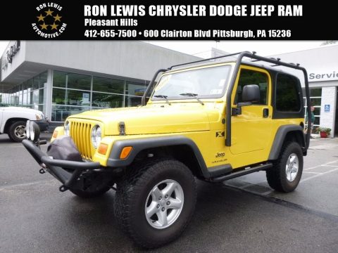 Solar Yellow Jeep Wrangler X 4x4.  Click to enlarge.