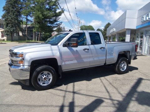 Silver Ice Metallic Chevrolet Silverado 2500HD Work Truck Double Cab 4x4.  Click to enlarge.