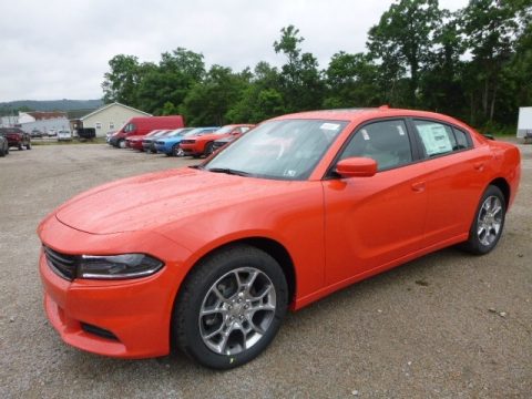 Go Mango Dodge Charger SXT AWD.  Click to enlarge.