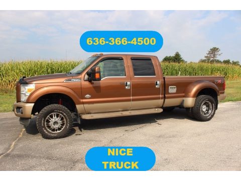 Golden Bronze Metallic Ford F350 Super Duty Lariat Crew Cab 4x4 Dually.  Click to enlarge.