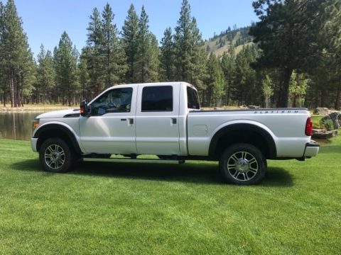 White Platinum Ford F350 Super Duty Lariat Crew Cab 4x4.  Click to enlarge.