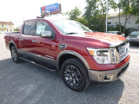Cayenne Red Nissan Titan Platinum Reserve Crew Cab 4x4.  Click to enlarge.