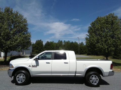 Pearl White Ram 3500 Laramie Mega Cab 4x4.  Click to enlarge.