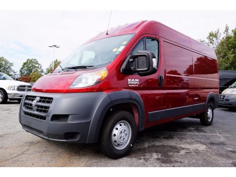 Deep Cherry Red Crystal Pearl Ram ProMaster 2500 High Roof Cargo Van.  Click to enlarge.
