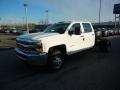 Front 3/4 View of 2018 Chevrolet Silverado 3500HD Work Truck Crew Cab 4x4 Chassis #1