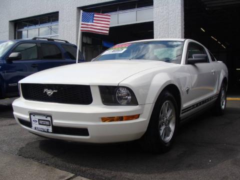 Performance White Ford Mustang V6 Coupe.  Click to enlarge.