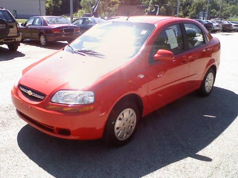 Victory Red Chevrolet Aveo LS Sedan.  Click to enlarge.