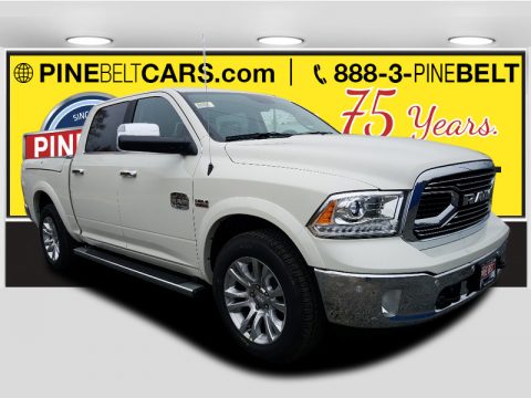 Pearl White Ram 1500 Laramie Longhorn Crew Cab 4x4.  Click to enlarge.