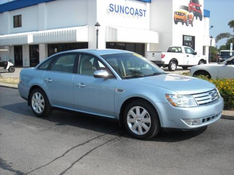 Light Ice Blue Metallic Ford Taurus Limited.  Click to enlarge.