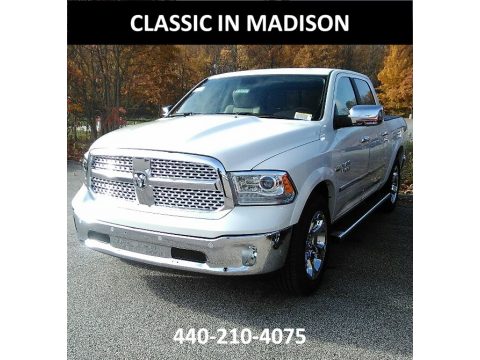 Pearl White Ram 1500 Laramie Crew Cab 4x4.  Click to enlarge.