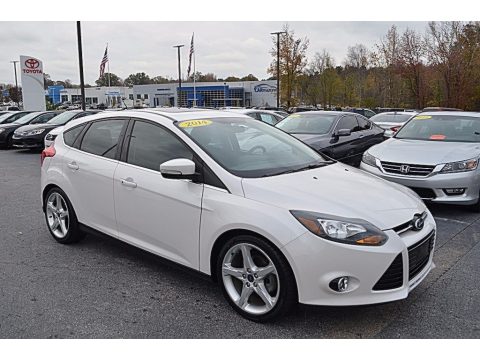 White Platinum Ford Focus Titanium Hatchback.  Click to enlarge.