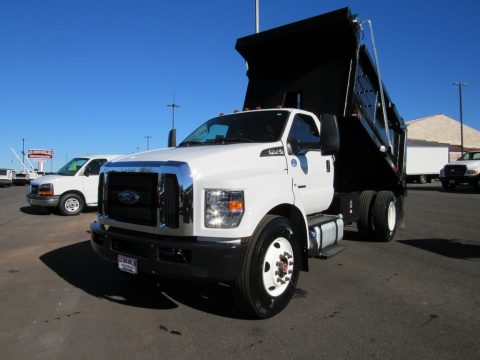 Oxford White Ford F650 Super Duty Regular Cab Chassis Dump Truck.  Click to enlarge.