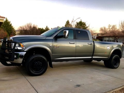 Mineral Gray Pearl Dodge Ram 3500 HD Laramie Crew Cab 4x4 Dually.  Click to enlarge.
