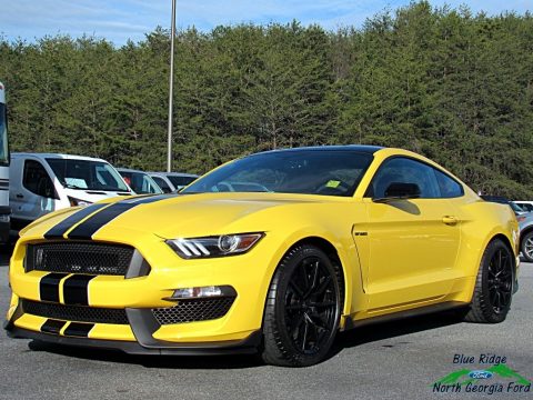 Triple Yellow Ford Mustang Shelby GT350.  Click to enlarge.