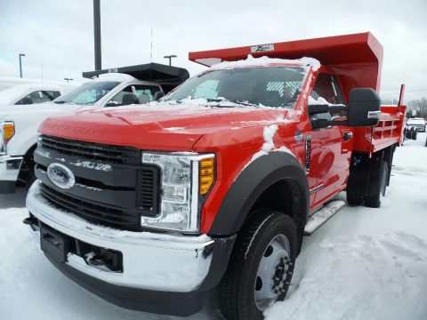 Race Red Ford F550 Super Duty XL Regular Cab 4x4 Dump Truck.  Click to enlarge.